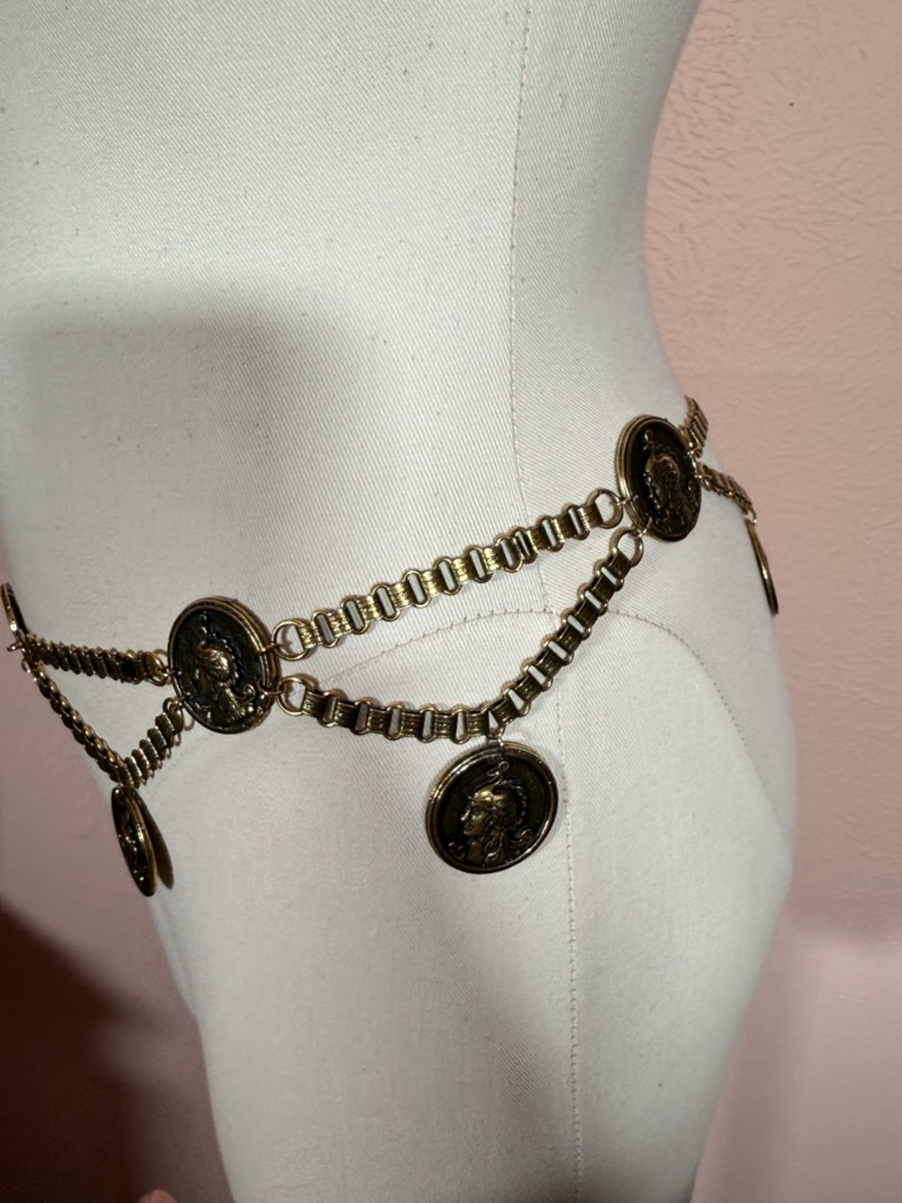Vintage Victorian antique Gold Greek God Queen Hera Festoon chain belt - Picture 4 of 17